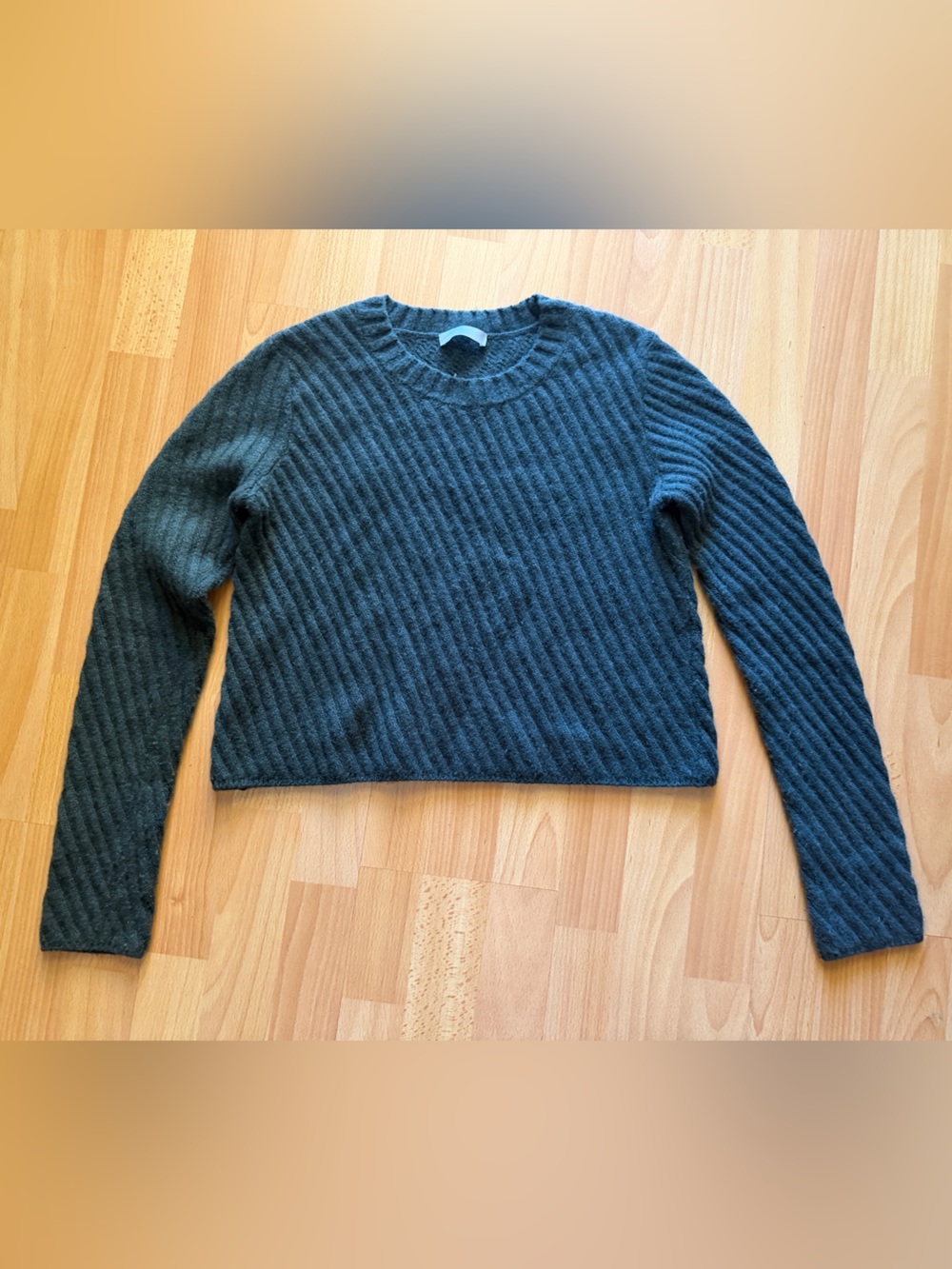 Vince Dark Olive Green Ribbed Crewneck Sweater